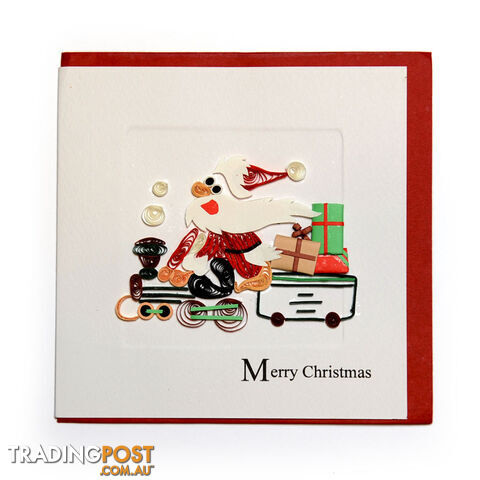 Christmas Quilling Handcrafted Card Santa with Christmas Gifts