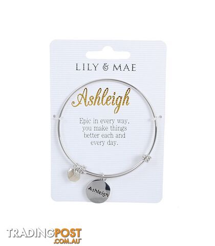 Personalised Bangle with Silver Charm â Ashleigh