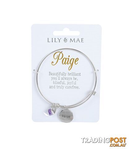 Personalised Bangle with Silver Charm â Paige