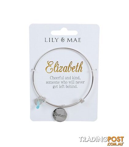Personalised Bangle with Silver Charm â Elizabeth