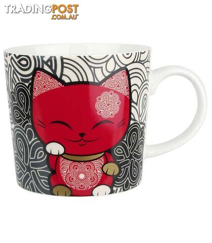 Mani The Lucky Cat Mug â Red and Black (Cat 026)