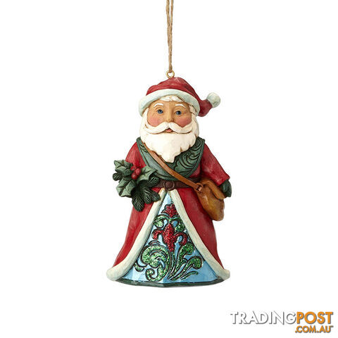 Heartwood Creek Wonderland - Santa Holding Holly Hanging Ornament - 045544964777