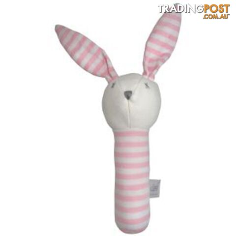 ES Kids - Pink Stripe Bunny Stick Rattle