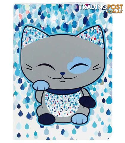 Mani The Lucky Cat â Small Notebook â Sliver and Blue (Cat025)