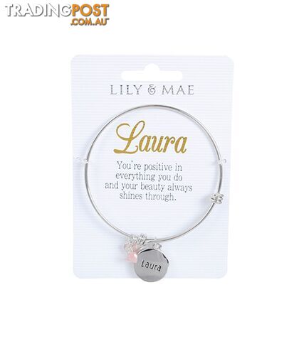 Personalised Bangle with Silver Charm â Laura