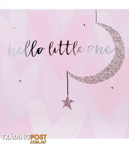 Blush Greeting Card with Gems â Hello Little One Baby Girl Card