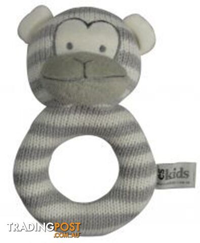 ES Kids - Grey Knitted Monkey Ring Rattle