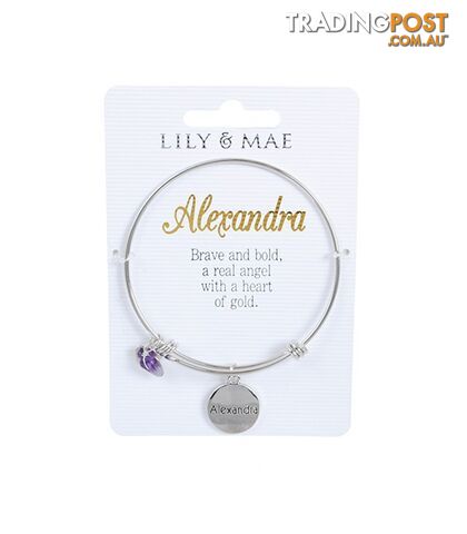 Personalised Bangle with Silver Charm â Alexandra
