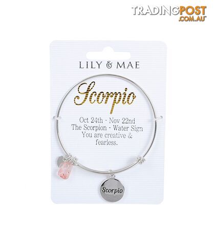 Personalised Bangle with Silver Charm â Scorpio