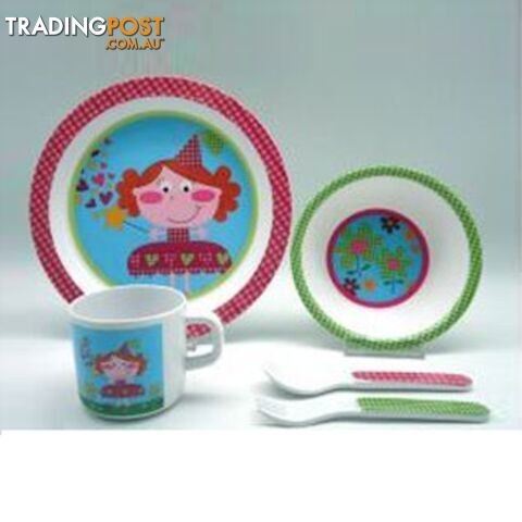 ES Kids - 5-Piece Pink Girls Baby Dinner Set