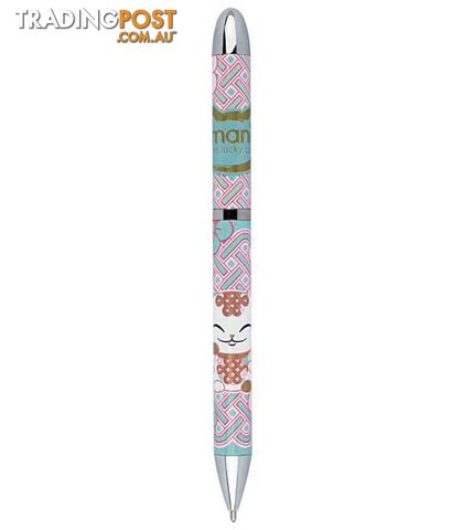 Mani â The Lucky Cat Pens (6 Designs to Choose) White and Pink Cat 027