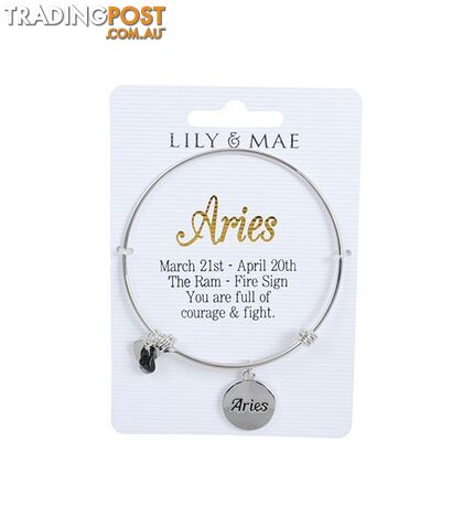 Personalised Bangle with Silver Charm â Aries