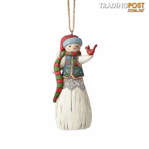 Jim Shore Heartwood Creek Folklore Snowman With Cardinal Hanging Ornament - Heartwood Creek - 045544969932