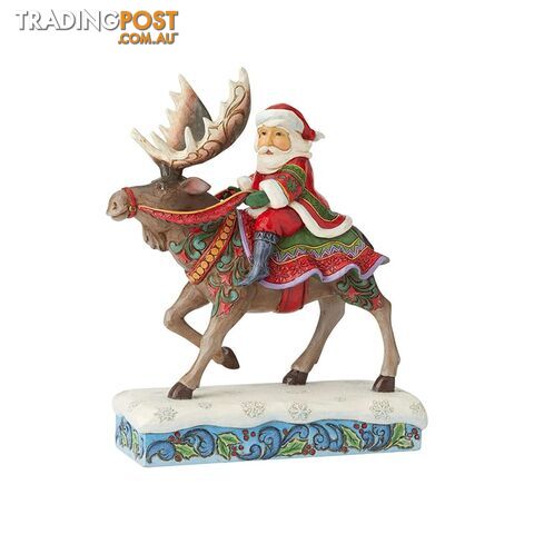 Heartwood Creek - Santa Riding Moose Figurine - Enesco - 028399124596