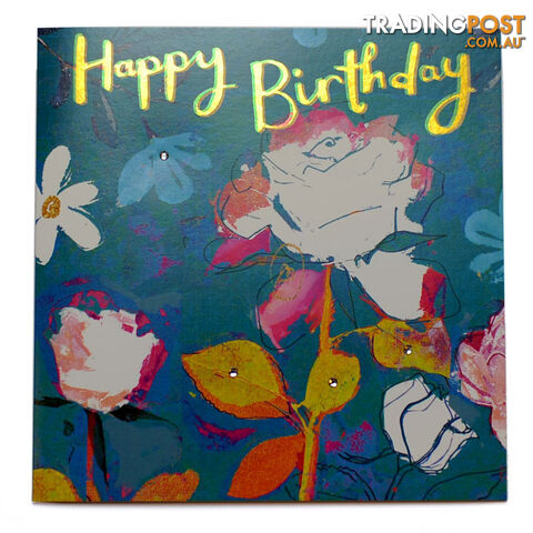 Botanicals Birthday Greeting Card with Gems