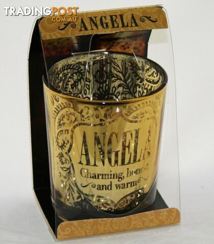 Metallics Personalised Candle Pot with Name Meaning â Angela