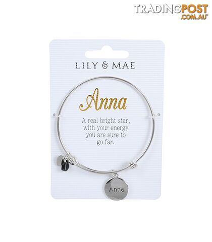Personalised Bangle with Silver Charm â Anna