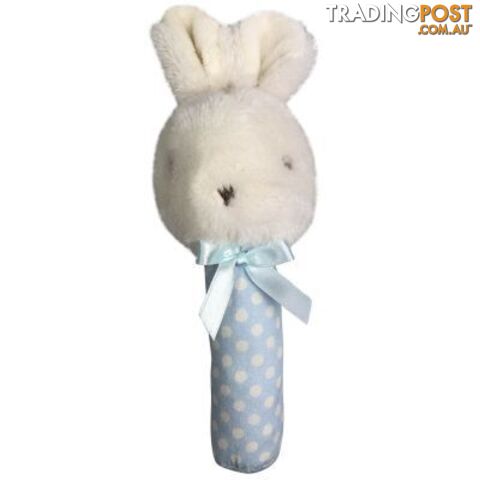 ES Kids - Fluffy Bunny Stick Rattle - Blue