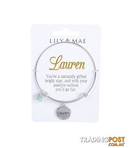 Personalised Bangle with Silver Charm â Lauren