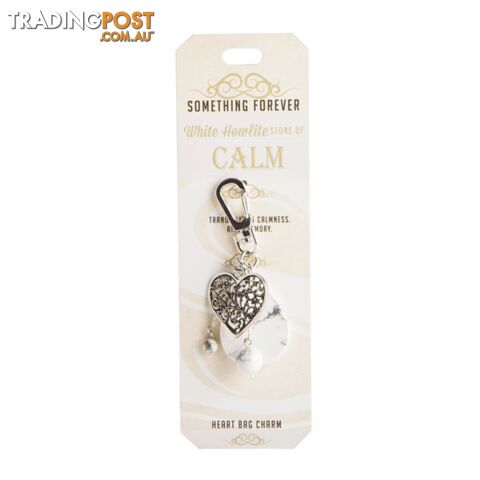Something Forever â White Howlite Heart Bag Charm â Stone of Calm