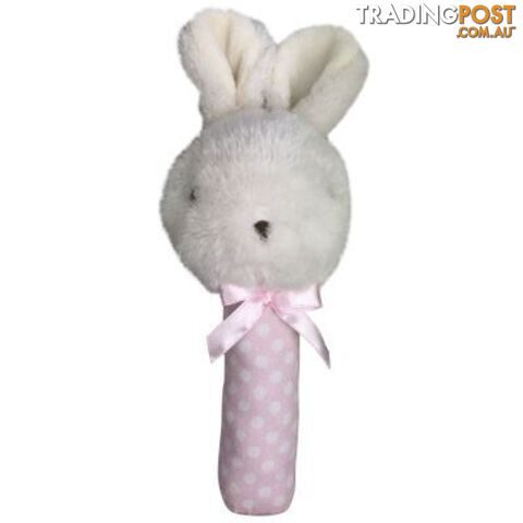 ES Kids - Fluffy Bunny Stick Rattle - Pink