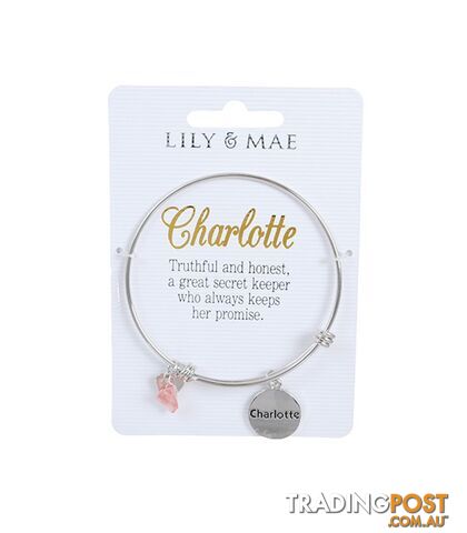 Personalised Bangle with Silver Charm â Charlotte