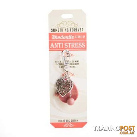 Something Forever â Rhodonite Heart Bag Charm â Stone of Anti Stress -...