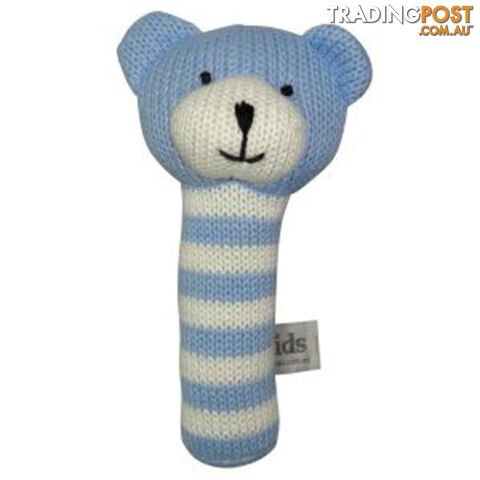 ES Kids - Blue Knitted Bear Stick Rattle
