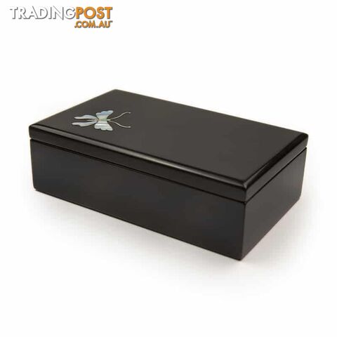 Lacquer Painting Rectangle Trinket Box - Butterfly 16cm