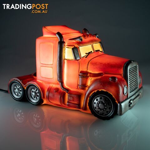 Red Metal Look Truck LED Table Lamp