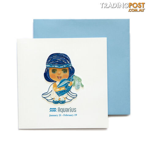 Quilling Handcrafted Card - Aquarius Zodiac - Quilling Paradise
