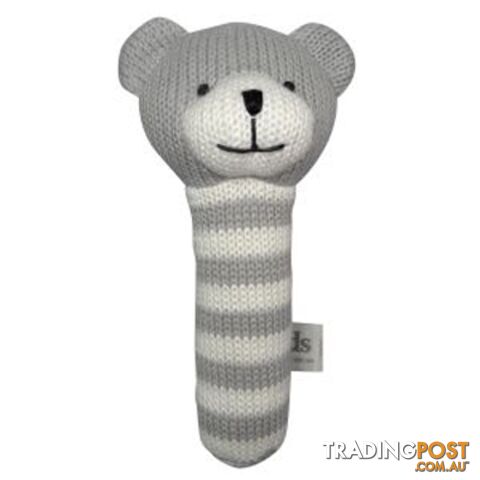 ES Kids - Grey Knitted Bear Stick Rattle