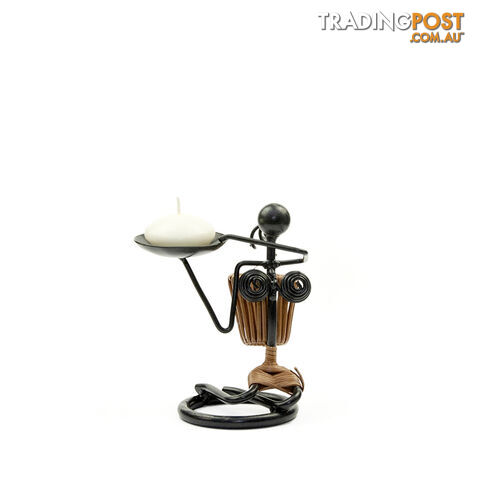 Stick Figure Candle Holder - Sitting Lady