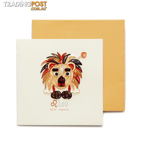 Quilling Handcrafted Card - Leo Zodiac - Quilling Paradise