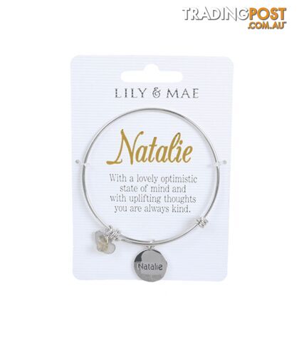Personalised Bangle with Silver Charm â Natalie