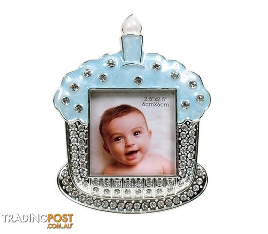 Dakota â Silver Plated First Birthday Cupcake Photo Frame Blue