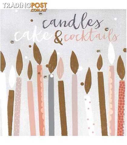 Blush Greeting Card with Gems â Candles, Cake and Cocktails