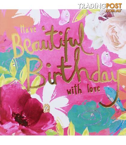 Birthday Card â Have a Beautiful Birthday - Botanicals Greeting Card with Gems