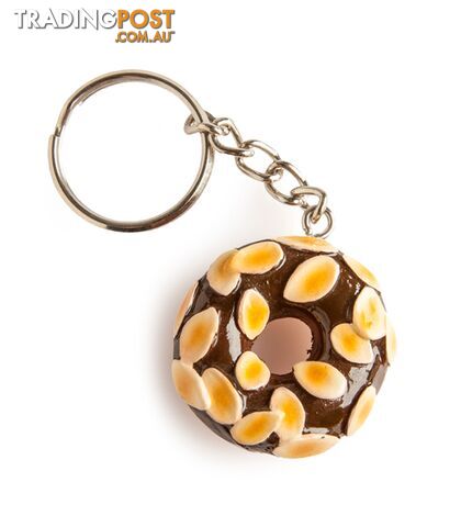 Chocolate and Almonds Doughnut Hand-painted Keychain