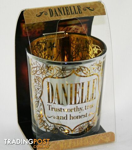 Metallics Personalised Candle Pot with Name Meaning â Danielle