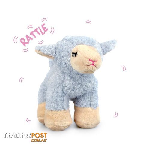 KORIMCO PEEPERS LAMB SOFT TOY WITH RATTLE BNWT WHITE, PINK OR BLUE 15CM Blue