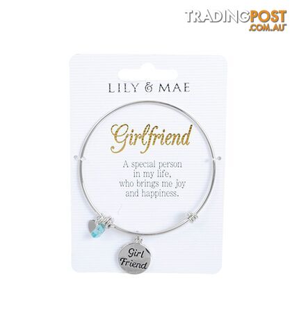 Personalised Bangle with Charm - Girlfriend