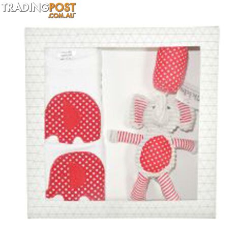 ES Kids - 3Pcs Red Dots Elephant Baby Gift Set