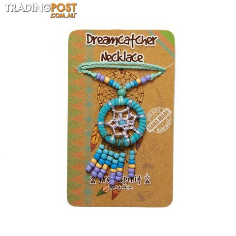 Handmade Dreamcatcher Necklace Aqua
