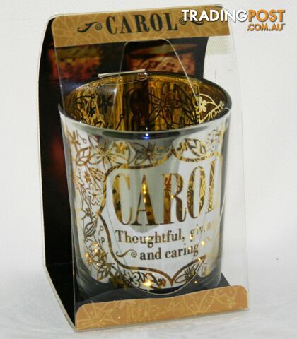 Metallics Personalised Candle Pot with Name Meaning â Carol