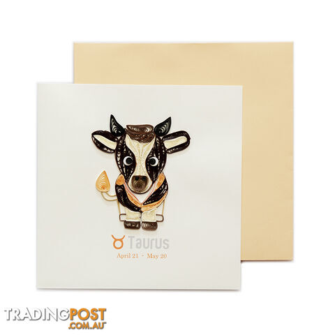 Quilling Handcrafted Card - Taurus Zodiac - Quilling Paradise
