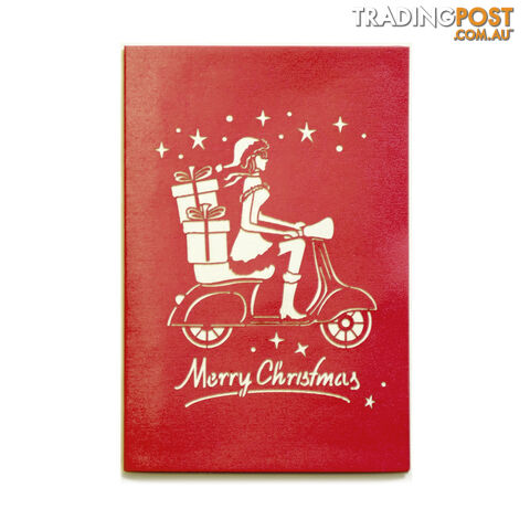 Pop-Up Card - Merry Christmas Scooter 10 x 15 cm - Duc Quyen - 8935086014608