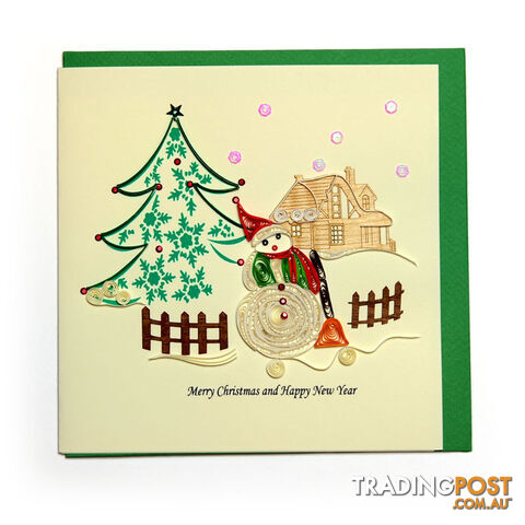 Christmas Quilling Handcrafted Card Snowman