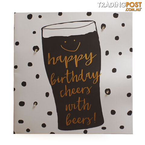 Classic Piano Birthday Card - "Happy Birthday cheers with beers!"