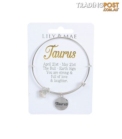 Personalised Bangle with Silver Charm â Taurus